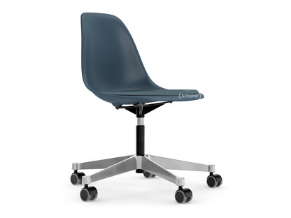 Eames Plastic Side Chair RE PSCC Sea blue RE|With seat upholstery|Ice blue / moor brown