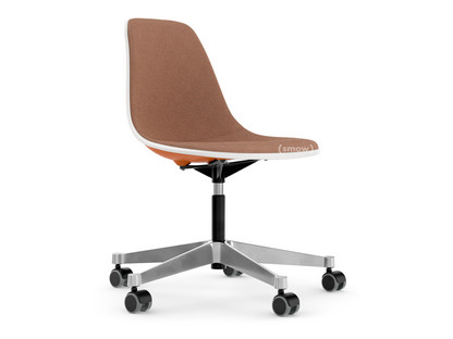 Eames Plastic Side Chair PSCC Rusty orange|With full upholstery|Cognac / ivory