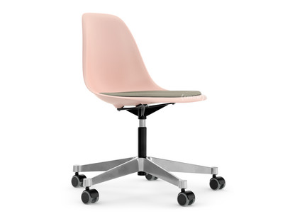 Eames Plastic Side Chair RE PSCC Pale rose RE|With seat upholstery|Warm grey / ivory