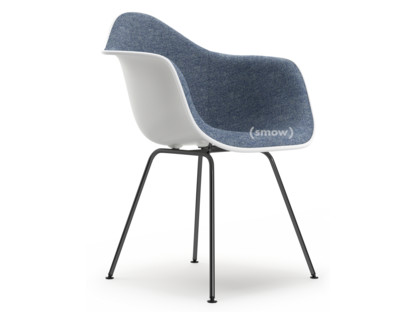 Eames Plastic Armchair RE DAX White|With full upholstery|Dark blue / ivory|Standard version - 43 cm|Coated basic dark