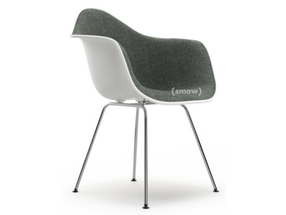Eames Plastic Armchair RE DAX White|With full upholstery|Nero / ivory|Standard version - 43 cm|Chrome-plated