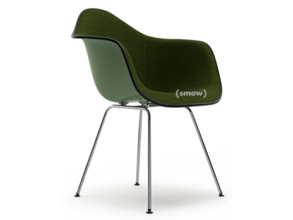 Eames Plastic Armchair RE DAX Forest|With full upholstery|Nero / forest|Standard version - 43 cm|Chrome-plated
