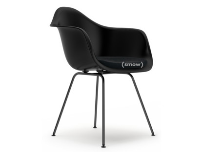Eames Plastic Armchair RE DAX Deep black|With seat upholstery|Nero|Standard version - 43 cm|Coated basic dark