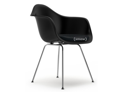 Eames Plastic Armchair RE DAX Deep black|With seat upholstery|Nero|Standard version - 43 cm|Chrome-plated