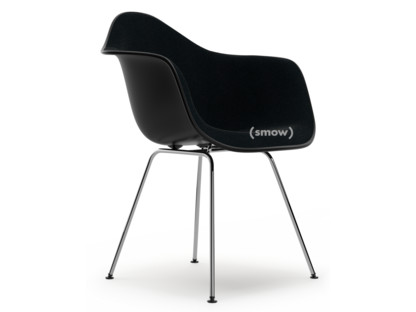 Eames Plastic Armchair RE DAX Deep black|With full upholstery|Nero|Standard version - 43 cm|Chrome-plated