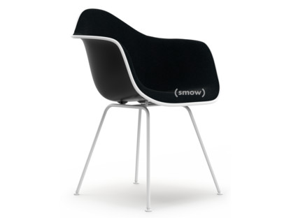 Eames Plastic Armchair RE DAX Deep black|With full upholstery|Nero|Standard version - 43 cm|Coated white