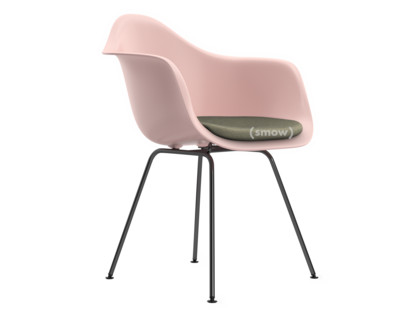 Eames Plastic Armchair RE DAX Pale rose|With seat upholstery|Warm grey / ivory|Standard version - 43 cm|Coated basic dark