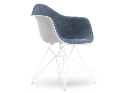 Eames Plastic Armchair RE DAR White|With full upholstery|Dark blue / ivory|Standard version - 43 cm|Coated white