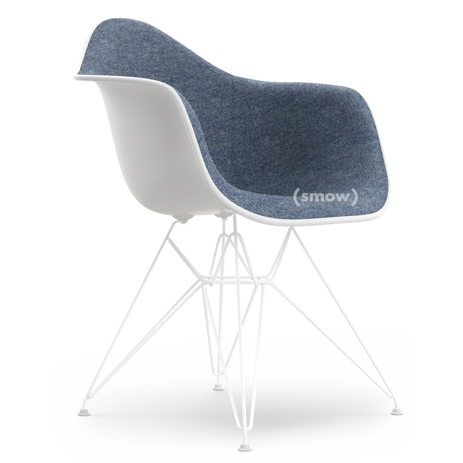 maak een foto Aquarium Ja Vitra Eames Plastic Armchair DAR, White, With full upholstery, Dark blue /  ivory, Standard version - 43 cm, Coated white by Charles & Ray Eames, 1950  - Designer furniture by smow.com