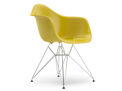 Eames Plastic Armchair RE DAR Mustard|Without upholstery|Without upholstery|Standard version - 43 cm|Chrome-plated