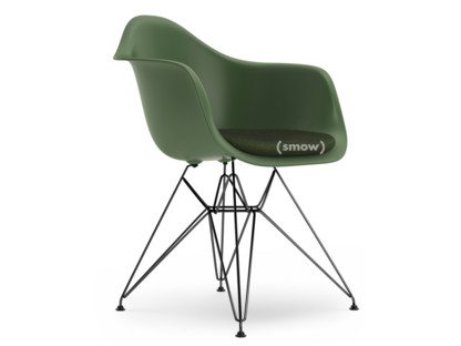 Eames Plastic Armchair RE DAR Forest|With seat upholstery|Ivory / forest|Standard version - 43 cm|Coated basic dark