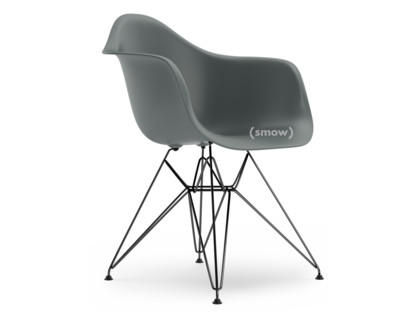 Eames Plastic Armchair RE DAR Granite grey|Without upholstery|Without upholstery|Standard version - 43 cm|Coated basic dark