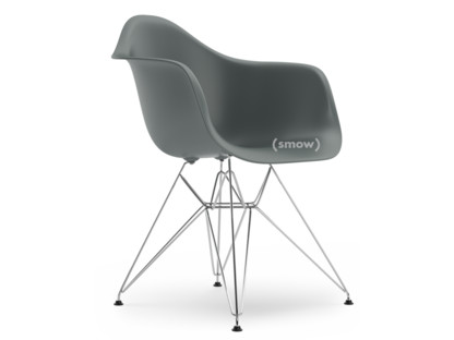 Eames Plastic Armchair RE DAR Granite grey|Without upholstery|Without upholstery|Standard version - 43 cm|Chrome-plated