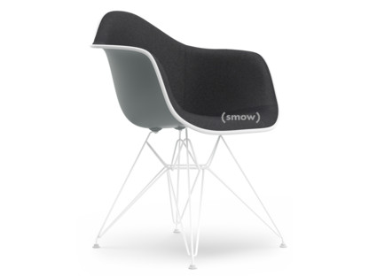 Eames Plastic Armchair RE DAR Granite grey|With full upholstery|Dark grey|Standard version - 43 cm|Coated white