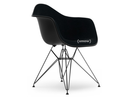 Eames Plastic Armchair RE DAR Deep black|With full upholstery|Nero|Standard version - 43 cm|Coated basic dark
