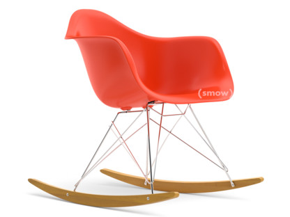 Eames Plastic Armchair RE RAR Red - poppy red|Chrome-plated|Yellowish maple