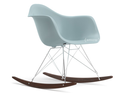 Eames Plastic Armchair RE RAR Ice grey|Chrome-plated|Dark maple