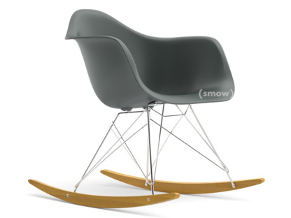 Eames Plastic Armchair RE RAR Granite grey|Chrome-plated|Yellowish maple