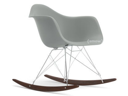 Eames Plastic Armchair RE RAR Light grey|Chrome-plated|Dark maple