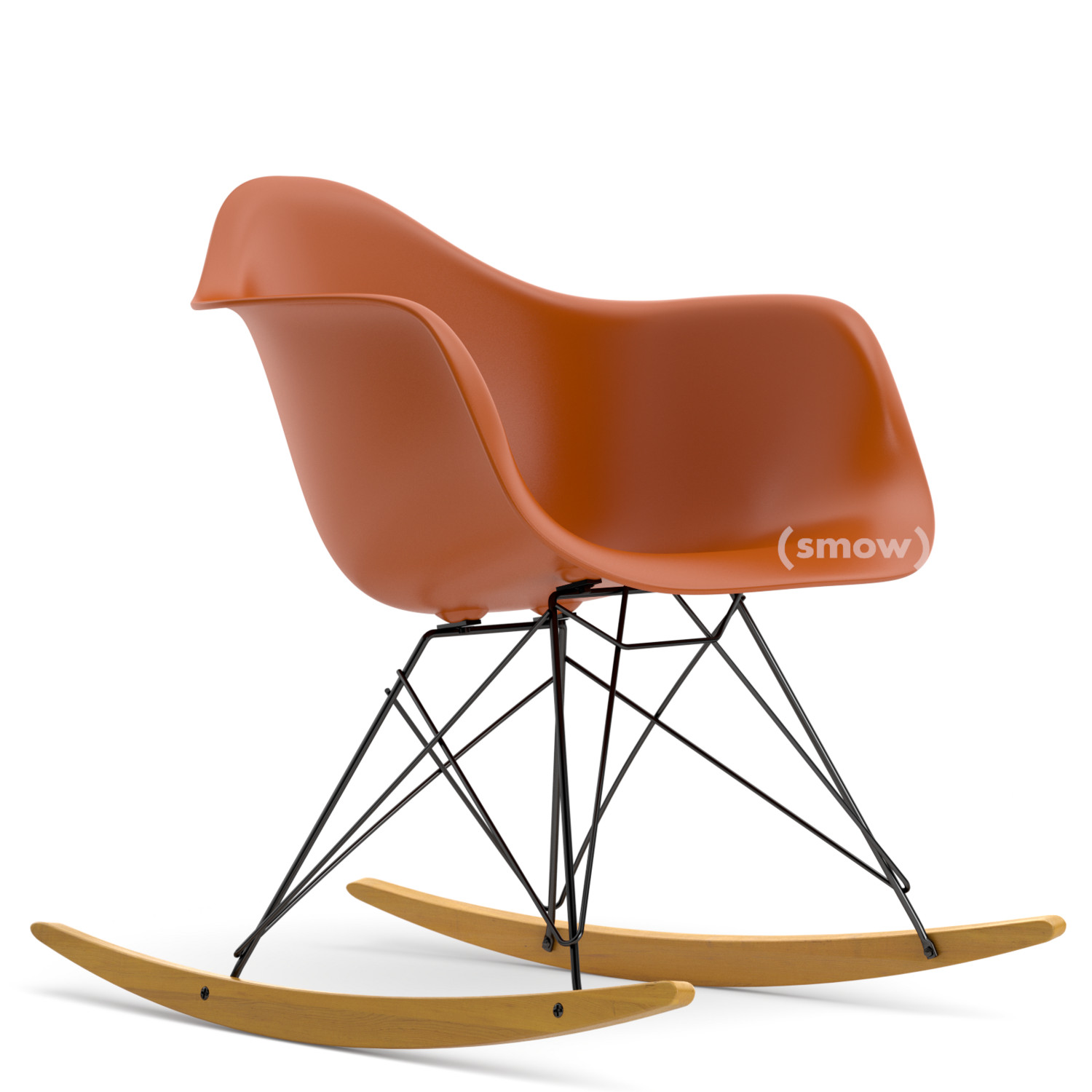 Vitra Eames Plastic Armchair RAR, Rusty orange, Coated basic dark, Yellowish maple & Ray Eames, 1950 - Designer by smow.com