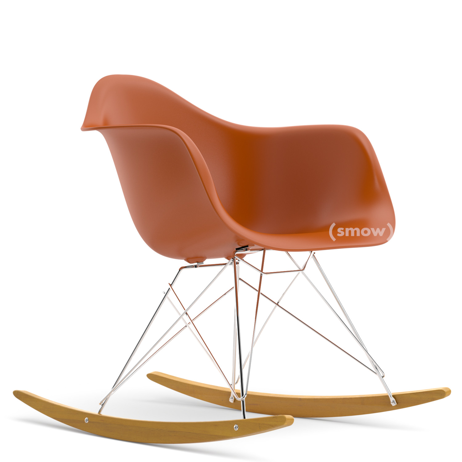 Vitra Eames Plastic Armchair Rar Rusty Orange New Height Chrome Plated Yellowish Maple By Charles Ray Eames 1950 Designer Furniture By Smow Com