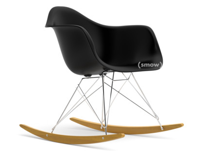 Eames Plastic Armchair RE RAR Deep black|Chrome-plated|Yellowish maple