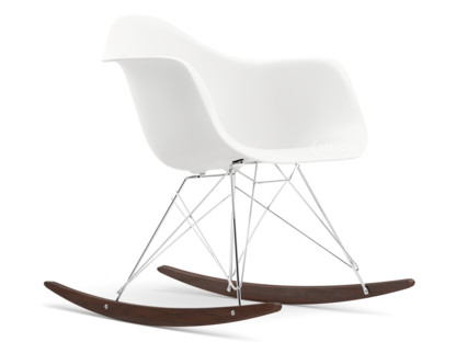 Eames Plastic Armchair RE RAR White|Chrome-plated|Dark maple