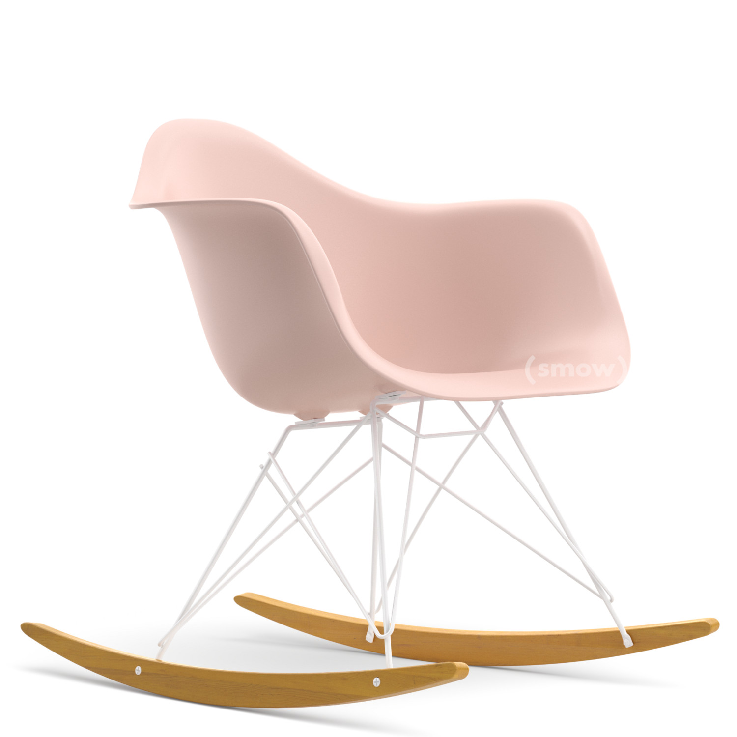 Vitra Eames Plastic Armchair Rar Pale Rose New Height Coated White Yellowish Maple By Charles Ray Eames 1950 Designer Furniture By Smow Com