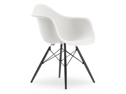 Eames Plastic Armchair DAW, White, Without upholstery, Without upholstery, Standard version 43 cm, Black maple by Charles & Ray Eames, 1950 - Designer furniture by smow.com