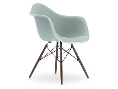 Eames Plastic Armchair RE DAW Ice grey|With full upholstery|Ice blue / ivory|Standard version - 43 cm|Dark maple