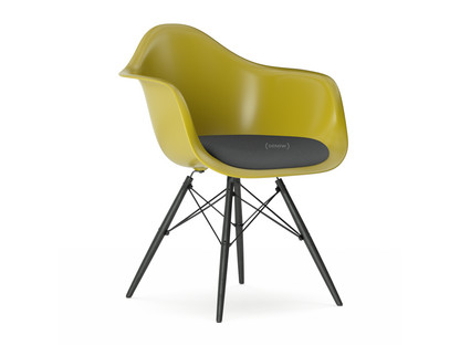 vitra eames plastic armchair daw mustard with seat upholstery