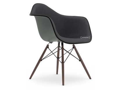 Eames Plastic Armchair RE DAW Granite grey|With full upholstery|Dark grey|Standard version - 43 cm|Dark maple