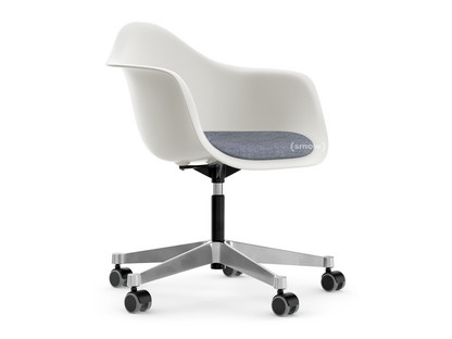 Eames Plastic Armchair RE PACC White|With seat upholstery|Dark blue / ivory
