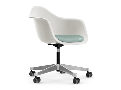 Eames Plastic Armchair RE PACC White|With seat upholstery|Ice blue / ivory