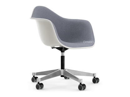 Eames Plastic Armchair RE PACC White|With full upholstery|Dark blue / ivory