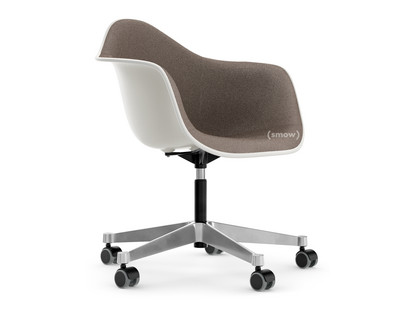 Eames Plastic Armchair RE PACC White|With full upholstery|Warm grey / moor brown