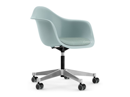 Eames Plastic Armchair RE PACC Ice grey RE|With seat upholstery|Ice blue / ivory