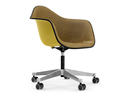 Eames Plastic Armchair RE PACC Mustard RE|With full upholstery|Mustard / dark grey