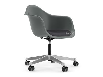 Eames Plastic Armchair RE PACC Granite grey RE|With seat upholstery|Dark grey