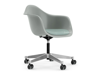 Eames Plastic Armchair RE PACC Light grey RE|With seat upholstery|Ice blue / ivory