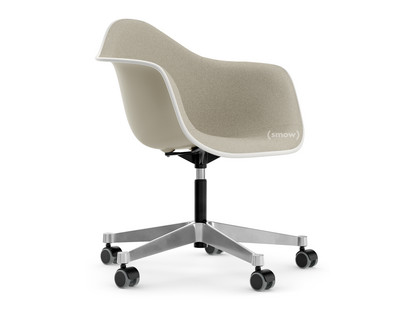 Eames Plastic Armchair RE PACC Pebble RE|With full upholstery|Warm grey / ivory
