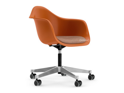 Eames Plastic Armchair RE PACC Rusty orange RE|With seat upholstery|Cognac / ivory
