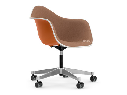 Eames Plastic Armchair PACC Rusty orange|With full upholstery|Cognac / ivory