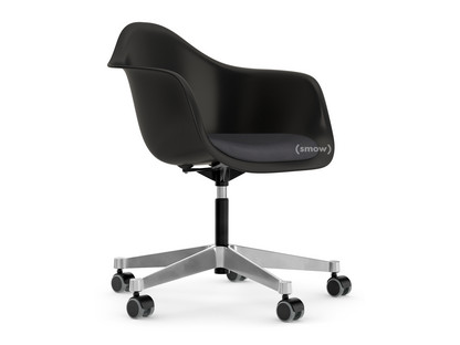 Eames Plastic Armchair RE PACC Deep black RE|With seat upholstery|Dark grey