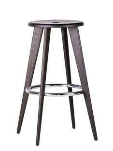 Tabouret Haut Black oak, chrome foot rests