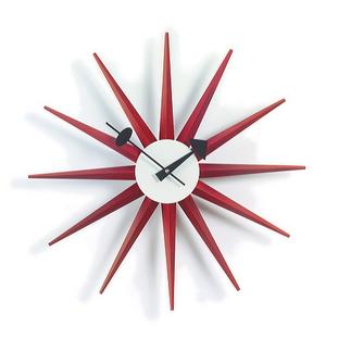 Sunburst Clock Red