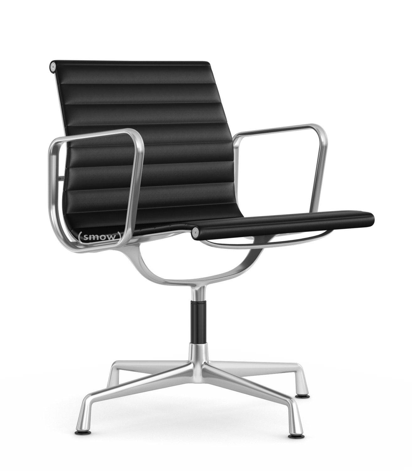 Vitra Aluminium Group EA / EA 108, EA 108 - swivelling, Polished, Leather, Nero by Charles & Ray 1958 - Designer furniture by smow.com