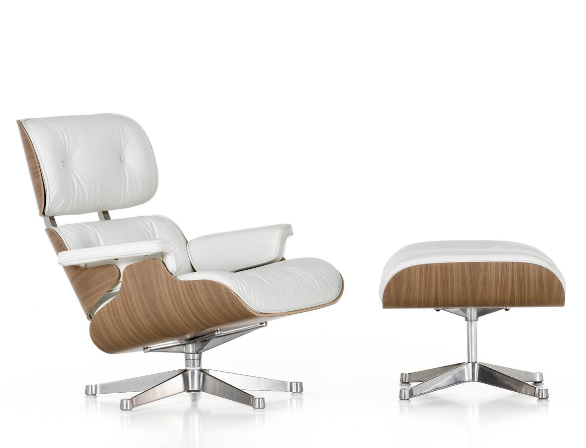 Vitra Lounge Chair Ottoman White Version By Charles Ray Eames