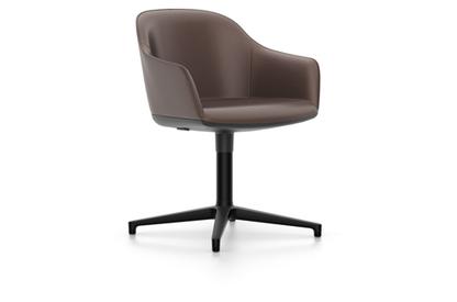 Softshell Chair with four star base Aluminum base powder coated basic dark|Leather (Standard)|Marron