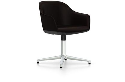 Softshell Chair with four star base Aluminium polished|Plano|Brown